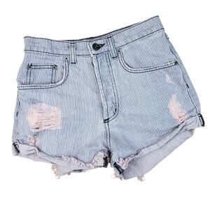 Carmar LF Floyd Hi-Rise Striped Distressed Button Fly Shorts Size 23